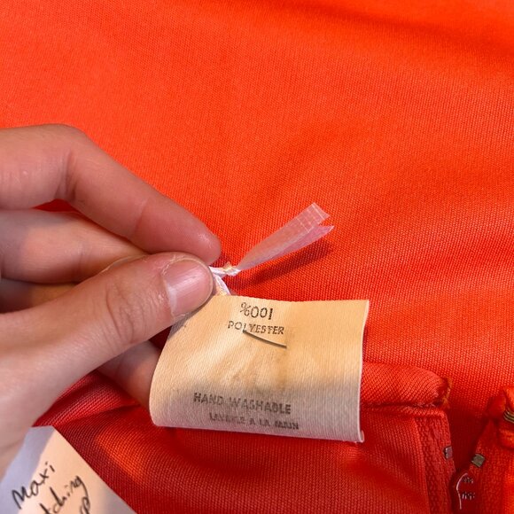 1970s Red polyester prom dress and cover up matching set - Made in Canada by Mis - Picture 12 of 16